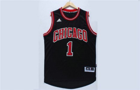 Maillot De Basket Chicago Bulls Derrick Rose 1 Hot PressFan Noir